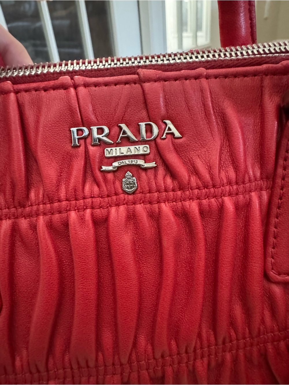 Prada Red Gaufre Satchel with Removable Strap - Picture 3 of 12